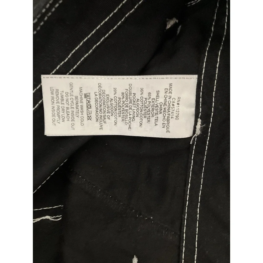 True Religion Brand Jeans Cargo Pants Jet Black Men Size 32 Baggy Y2K Streetwear